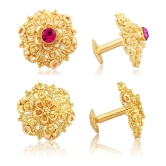 Vighnaharta - Golden Stud Earrings ( Pack of 2 ) - Golden