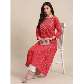 Varanga Cotton Printed Flared Womens Kurti - Red ( Pack of 1 ) - None