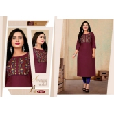 Plus Size Embroidery Cotton Kurti For Womens and Girls-2XL / Maroon