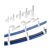 INDRICO? Hardware Circle Wire Cable Clips with Steel Nails PVC White (Pack of 100)