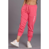 Sinner Printed Light Pink Cotton Joggers for Women