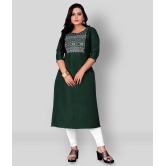 Rangrasiya - Green Cotton Blend Women's Straight Kurti ( Pack of 1 ) - 4XL