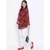 Oxolloxo Women Maroon & White Floral Print Maternity Top