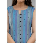 Parastri Cotton Striped Front Slit Womens Kurti - Blue ( Pack of 1 ) - None