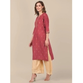 Rangita Women Rayon Maroon Gold Printed Placket Knee Length Straight Kurti - None