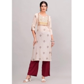 MAUKA Rayon Printed Kurti With Palazzo Womens Stitched Salwar Suit - Cream ( Pack of 1 ) - None