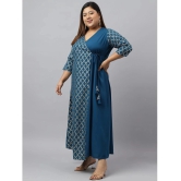 Janasya Crepe Checks Angrakha Womens Kurti - Teal ( Pack of 1 ) - None