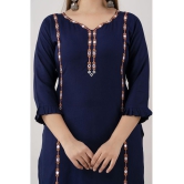 Kapadia - Navy Rayon Womens Straight Kurti ( Pack of 1 ) - None