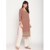 Queenley - Brown Cotton Women's Straight Kurti ( Pack of 1 ) - 4XL