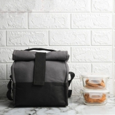 Femora Borosilicate Glass Square Container Grey Black Canvas Lunch Box- 300ml, Set of 2