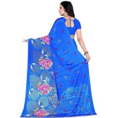 LEELAVATI - Blue Crepe Saree With Blouse Piece ( Pack of 1 ) - Blue