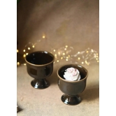 Glossy Black Ice Cream Goblet-Set of two