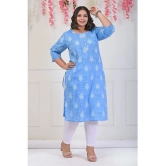 Swasti Cotton Printed Straight Womens Kurti - Blue ( Pack of 1 ) - None