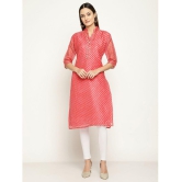 Queenley - Pink Silk Women's Straight Kurti ( Pack of 1 ) - None