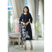 Juniper Cotton Blend Printed Flared Womens Kurti - Black ( Pack of 1 ) - None