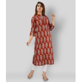 SVARCHI - Maroon Cotton Women''s Straight Kurti ( Pack of 1 ) - XL