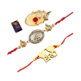 Paola Stylish  Bhaiya Rakhi  BRO Designer Pendent With  Designer Look OM Rakhi Combo  For Bhaiya With Roli Chawal And  Greeting Card 1 Kankawati Pooja Thali - None