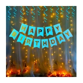 Party Propz Happy Birthday Decoration Kit Items Combo - 14Pcs for Kids Boys Adult Men Husband, Banner, Swirls With Fairy Light - Multi-Color