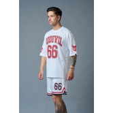 Go Devil 66 (in Red & Black) Printed White Polyester Co-ord Set for Men S