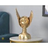 Golden Wings Angel Face Sclupture (5.5x13 Inches)-Gold