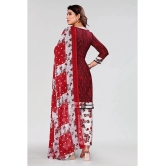 Kashvi Unstitched Crepe Printed Dress Material - Red ( Pack of 1 ) - Red