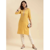 Rangita Women Yellow Rayon Printed Knee Length Straight Kurti - None