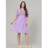 JC4U Crepe Embroidered Knee Length Womens Fit & Flare Dress - Purple ( Pack of 1 ) - None