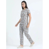 JILZ Grey Cotton Womens Nightwear Nightsuit Sets ( Pack of 1 ) - None