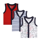 BOYS VEST FRONT OPEN SLEEVELESS ASSORTED Pack Of 3 - None