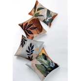 Twig Abstract Crushed Velvet Cushion Cover (Beige)