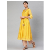 Alena - Yellow Chanderi Womens Angrakha Kurti - M