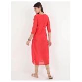 Alena - Red Silk Blend Womens Straight Kurti - S