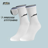 STAG GLOBAL Everyday Comfort Full-Length White Socks for Men and Women Streachable | Breathable | Ultra-soft-White / L