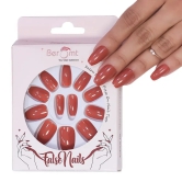 SHORT GLOSSY NAILS-(NAIL KIT INCLUDED)-Light Maroon