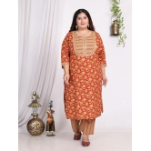 Swasti Cotton Printed Straight Womens Kurti - Orange ( Pack of 1 ) - None