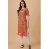 Glomee - Orange Crepe Womens Straight Kurti ( Pack of 1 ) - None