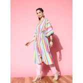 Women Striped Flared Sleeves Crepe Kaftan Kurta