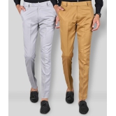 MANCREW - Khaki Polycotton Slim - Fit Men's Formal Pants ( Pack of 2 ) - None