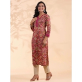 Vbuyz Cotton Printed Straight Womens Kurti - Pink ( Pack of 1 ) - None