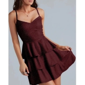 Addyvero Polyester Embellished Mini Womens Fit & Flare Dress - Maroon ( Pack of 1 ) - None