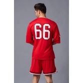 Go Devil 66 Printed Red Polyester Co-ord Set for Men XXL