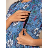 Janasya Blue Georgette Womens Maternity Dress ( Pack of 1 ) - 2XL