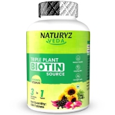 NATURYZ VEDA Triple Plant Natural Biotin Tablets 10000mcg For Hair growth, Skin & Nails - 60 Tablets