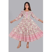 Smien Rayon Printed Anarkali Womens Kurti - Pink ( Pack of 1 ) - None