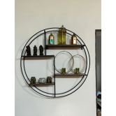 Mount Muse Solid wood Metallic Round wall storage shelf