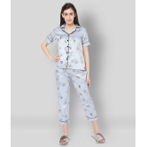 Smarty Pants - Light Grey Satin Womens Nightwear Nightsuit Sets ( Pack of 1 ) - L