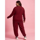 AUSTIVO Maroon Embellished Joggers Top Set - None