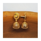 LUV FASHION Golden Jhumki Earrings ( Pack of 1 ) - Golden