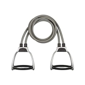 HORSE FIT Double Spring Tummy Trimmer Ab Exerciser and Double Toning Tube for Men and Women - Abs Exercise & Body Toner Equipment for Home Use. Gym & Fitness Kit. - Grey