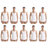 Men's Regular Cotton Sleeveless White Vests (PACK OF 10)